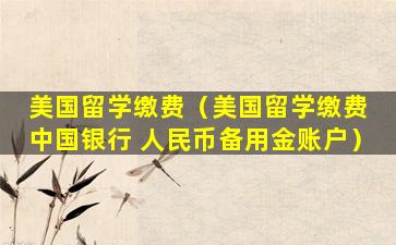 美国留学缴费（美国留学缴费 中国银行 人民币备用金账户）